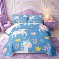thumbnail image 1 of Manfei Kawaii Unicorn Twin Quilt Set 2 Pieces,Dreamy Princess Twin Coverlet Set,1 Bedspread and 1 Pillowcase, 1 of 7
