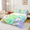 thumbnail image 1 of Manfei Kawaii Unicorn Twin Sheet Sets,Cute Rainbow Lightning Pattern Twin Fitted Sheet,Yellow Green Purple Ombre Flat Sheet For Girls Teens,Breathable Home Decor,3 Pieces, 1 of 7