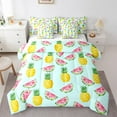 thumbnail image 1 of Manfei Kawaii Watermelon Pineapple Bedding Comforter Set 7 Pieces, Cartoon Fruit Print Full Bedding Set, Teens Kids Child Reversible Fitted Sheet Flat Sheet, Luxury Bedroom Decor, 1 of 7