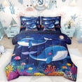 thumbnail image 1 of Manfei Kawaii Whale Animal 7-Piece Twin Bedding Sets, Dreamy Stars Galaxy Bedding Comforter Set, Teens Kids Girls Boys Reversible Sheet Sets, Microfiber Bedroom Decor, 1 of 8