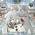 thumbnail image 1 of Manfei Kawaii Winter Snowman Bedding Comforter Set 7pcs for Boy, Xmas Tree Print King Bedding Sets, Kawaii Robin Bird Reversible Bed Sheets, Microfiber Bedroom Decor, 1 of 7