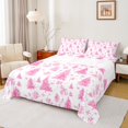 thumbnail image 1 of Manfei Kawaii Xmas Gift Bed Sheets,Festival Christmas Tree King Sheets,Pink White Sheet Set For Teens,Breathable Home Decor,4 Pieces, 1 of 7
