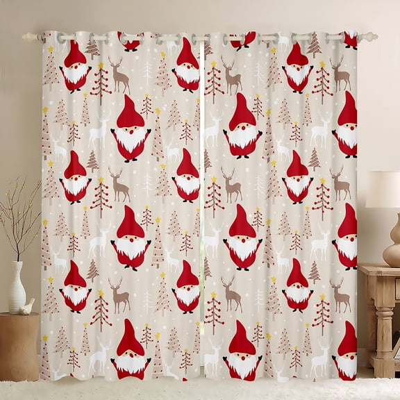 Manfei Kawaii Xmas Gnome Blackout Curtains,Cartoon Santa Claus Curtains Pack of 2 (38x45 Each),Merry Christmas Xmas Reindeer Window Curtains For Teens,Ultra Soft Home Decor