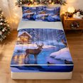 thumbnail image 1 of Manfei Kawaii Xmas Moose Zipper Queen Comforter Set with Fitted Sheet and 2 Pillowcases, Winter Lodge Cabin Zipper Bedding Set, Light Blue, Gray Reversible, 4-Piece, 1 of 7