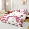 thumbnail image 1 of Manfei Kawaii Xmas Snowman Twin Sheet Sets,Happy New Year Twin Fitted Sheet,Pink Splash Ink Flat Sheet For Teens,Ultra Soft Home Decor,3 Pieces, 1 of 7