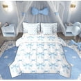 thumbnail image 1 of Manfei Kid Blue Bow-tie Bedding Comforter Set 7 Pieces, Kawaii Princess Style Full Bedding Set, Fashion Ribbon Bowknot Reversible Fitted Sheet Flat Sheet, Breathable Home Decor, 1 of 7