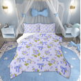 thumbnail image 1 of Manfei Kid Blue Bow-tie Queen Comforter Set, Garden Rose Floral Bedding Comforter Set, Vintage Ribbon Bowknot Reversible Bedding Set, Luxury Bedroom Decor, 3 Pieces, 1 of 8