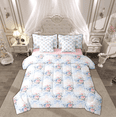 thumbnail image 1 of Manfei Kid Romantic Rose Bedding Comforter Set 7pcs, Cartoon Blue Bow-tie Queen Bedding Sets, Chic Buffalo Plaid Reversible Queen Sheet Sets, Lightweight Room Decor, 1 of 7