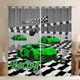 thumbnail image 1 of Manfei Kid Sports Cars Kitchen Curtains,Racing Track Print Black Out Curtains Pack of 2 (42x63 Each),Green, 1 of 7