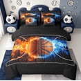thumbnail image 1 of Manfei Kids Basketball Game 7-Piece Bedding Comforter Set,Sport Theme King Bedding Sets,Blue Orange Black Bed Sheets For Kids Boy,Microfiber Bedroom Decor Reversible, 1 of 9