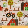 thumbnail image 1 of Manfei Kids Cartoon Farmhouse Fabric by the Yard (1 Yard), Tree Tractor Cabin Decorative Fabric by the Yard, Donkey Sheep Rooster Sewing & Crafting Fabric, 1 of 6