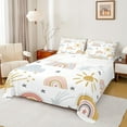 thumbnail image 1 of Manfei Kids Cartoon Rainbow Bed Sheets, Dreamy Stars Sun Cloud King Sheets, Stripes Abstract Sheet Set, Breathable Home Decor, 4 Pieces, 1 of 6