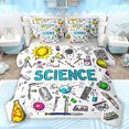 thumbnail image 1 of Manfei Kids Chemistry Twin Bedding Sets 7-Piece, White Black Graffiti Bedding Comforter Set, Cartoon Science Theme Reversible Sheet Sets, Microfiber Bedroom Decor, 1 of 7