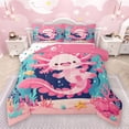 thumbnail image 1 of Manfei Kids Children Cartoon Axolotl 3 Pieces Queen Comforter Set,Kawaii Marine Animal Ultra Soft Bedding Sets,Cute Salamander Bedding Comforter Set Breathable,Super Cozy Room Decor,Reversible, 1 of 8