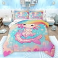 thumbnail image 1 of Manfei Kids Children Cartoon Axolotl Bedding Comforter Set 2pcs,Kawaii Rainbow Twin Comforter Sets Microfiber,Cute Stars Print Breathable Bedding Set,Super Cozy Room Decor,Reversible, 1 of 8