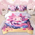 thumbnail image 1 of Manfei Kids Children Cartoon Axolotl Bedding Comforter Set 7-Piece,Kawaii Salamander King Bedding Sets,Cute Animal Ultra Soft Bed Sheets,Super Cozy Room Decor,Reversible, 1 of 8