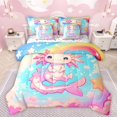 thumbnail image 1 of Manfei Kids Children Cartoon Axolotl Twin Bedding Sets 7-Piece,Kawaii Rainbow Bedding Comforter Set Microfiber,Cute Stars Print Breathable Sheet Sets,Super Cozy Room Decor,Reversible, 1 of 8