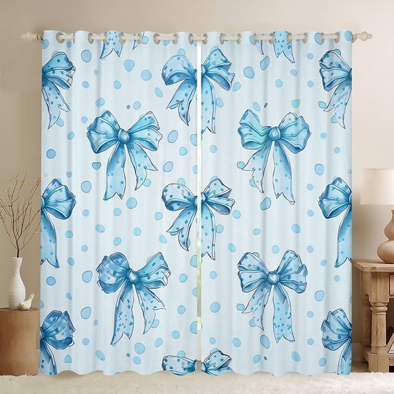 Manfei Kids Children Cartoon Bow-Tie Blackout Curtains Set of 2 (52x84 Each),Polka Dots Window Curtains,Dreamy Princess Curtains and Drapes,Breathable Home Decor