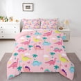 thumbnail image 1 of Manfei Kids Children Cartoon Dinosaur Bedding Comforter Set 2pcs,Kawaii Animal Dino Twin Comforter Sets Microfiber,Cute Jungle Wildlife Breathable Bedding Set,Breathable Home Decor,Reversible, 1 of 8