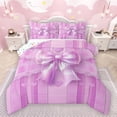 thumbnail image 1 of Manfei Kids Children Cartoon Ribbon Bow-Tie Full Size Comforter Sets 3-Piece,Love Heart Print Bedding Comforter Set,Geometric Stripes Lightweight Bedding Sets,Breathable Home Decor,Reversible, 1 of 8