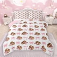 thumbnail image 1 of Manfei Kids Children Cute Pink Bow Hats Bedding Comforter Set 2pcs,Dreamy Princess Twin Comforter Sets Microfiber,Western Cowgirl Breathable Bedding Set,Breathable Home Decor,Reversible, 1 of 8