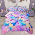 thumbnail image 1 of Manfei Kids Children Flying Butterflies 3 Pieces Queen Comforter Set,Dreamy Princess Ultra Soft Bedding Sets,Abstract Gradient Bedding Comforter Set Breathable,Ultra Soft Home Decor,Reversible, 1 of 8