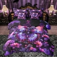 thumbnail image 1 of Manfei Kids Children Flying Butterflies Bedding Comforter Set 7 Pieces,Dreamy Princess Full Bedding Set Lightweight,Chic Floral Flowers Fitted Sheet Flat Sheet,Ultra Soft Home Decor,Reversible, 1 of 8