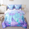 thumbnail image 1 of Manfei Kids Children Kawaii Mermaid Bedding Comforter Set 7 Pieces,Cartoon Marine Animal Full Bedding Set Lightweight,Cute Sea Wildlife Fitted Sheet Flat Sheet,Super Cozy Room Decor,Reversible, 1 of 8
