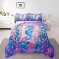 thumbnail image 1 of Manfei Kids Children Kawaii Seahorse Bedding Comforter Set 2pcs,Cartoon Marine Animal Twin Comforter Sets Microfiber,Cute Sea Wildlife Breathable Bedding Set,Super Cozy Room Decor,Reversible, 1 of 8