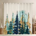 thumbnail image 1 of Manfei Kids Christmas Tree Blackout Curtains Set of 2 (52x84 Each), Teal Watercolor Window Curtains, Winter Plant Botanical Curtains and Drapes, Window Curtains Bedroom Decor, 1 of 6
