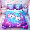 thumbnail image 1 of Manfei Kids Cute Axolotl 7 Pieces Bedding Comforter Set,Ocean Sealife Full Bedding Set For Girl,Kawaii Animal Cartoon Salamander Fitted Sheet Flat Sheet For Teens,Bed Set Bedroom Decor Reversible, 1 of 8