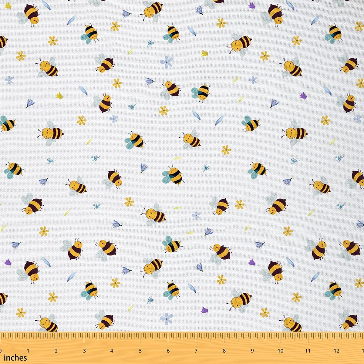Manfei Kids Cute Bee Fabric by the Yard (2 Yards) for Girls Boys, Cartoon Wildlife Decorative Fabric by the Yard, Colorful Flower Floral Sewing & Crafting Fabric