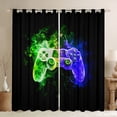 thumbnail image 1 of Manfei Kids Gamepad Controller Curtains Pack of 2 (42x84 Each),Console Video Game Curtains Blackout,Green Purple Ombre Bedroom Curtains For Boys,Luxury Bedroom Decor, 1 of 6