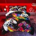 thumbnail image 1 of Manfei Kids Gamepad Controller Queen Comforter Set,Console Video Game Bedding Sets,Watercolor Splatter Ink Bedding Comforter Set For Boys,Luxury Bedroom Decor Reversible,3pcs, 1 of 8