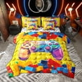thumbnail image 1 of Manfei Kids Gaming Bedding Comforter Set 7pcs for Boys Girls, Building Blocks Full Bedding Set, Video Game Controller Fitted Sheet Flat Sheet, Microfiber Bedroom Decor, 1 of 8