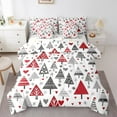 thumbnail image 1 of Manfei Kids Happy Christmas Bedding Comforter Set 7 Pieces, Red Xmas Tree Full Bedding Set, Cartoon Snowflake Print Reversible Fitted Sheet Flat Sheet, Breathable Home Decor, 1 of 7