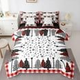 thumbnail image 1 of Manfei Kids Happy Christmas Twin Bedding Sets 7-Piece, Buffalo Xmas Tree Bedding Comforter Set, Cartoon Snowflake Print Reversible Sheet Sets, Super Cozy Room Decor, 1 of 7