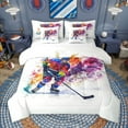 thumbnail image 1 of Manfei Kids Hockey Game 7 Pieces Bedding Comforter Set,Ball Sport Theme Full Bedding Set,Colorful Splatter Ink Fitted Sheet Flat Sheet For Kids Boy,Microfiber Bedroom Decor Reversible, 1 of 8