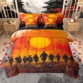 thumbnail image 1 of Manfei Kids Japanese Samurai 7pcs Bedding Comforter Set, Black Orange Oil Printing Queen Bedding Sets, Ancient Tokyo Scenery Reversible Queen Sheet Sets, Luxury Bedroom Decor, 1 of 8