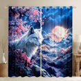 thumbnail image 1 of Homewish Kids Jungle Wolf 2-Pack Curtains (52x84), Pink Blossoms Moon Galaxy Window Decor, 1 of 6