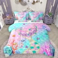 thumbnail image 1 of Manfei Kids Kawaii Mermaid 7-Piece Twin Bedding Sets, Pink Blue Bedding Comforter Set, Kawaii Jellyfish Starfish Reversible Sheet Sets, Microfiber Bedroom Decor, 1 of 8