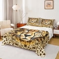 thumbnail image 1 of Manfei Kids Leopard Wildlife Queen Sheet Sets, Jungle Animal Flat Sheet, Fashion Cheetah Print Queen Fitted Sheet, Microfiber Bedroom Decor, 4 Pieces, 1 of 7