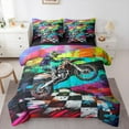 thumbnail image 1 of Manfei Kids Motorcycle 7-Piece Twin Bedding Sets,Colorful Splatter Ink Bedding Comforter Set,Extreme Sports Sheet Sets For Boys,Luxury Bedroom Decor Reversible, 1 of 8