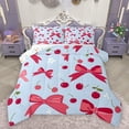 thumbnail image 1 of Homewish 2-Piece Kids Princess Bow-tie Twin Comforter Set, Red Cherry Blue Cartoon Decor, 1 of 8