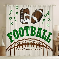Manfei Kids Rugby Game Black Out Curtains,Boys Rugby Game Lovers Sport Curtains Pack of 2 (42x63 Each),Beige Green Brown Bedroom Curtains For Boys Teens,Microfiber Bedroom Decor