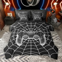 Manfei Kids Silver Gamepad 7-Piece Twin Bedding Sets,Game Gamer Bedding Comforter Set,Modern Video Game Sheet Sets For Boys Kids,Ultra Soft Home Decor Reversible