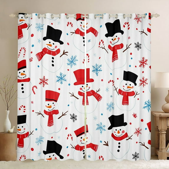 Manfei Kids Snowman Black Out Curtains for Boys Girls, Christmas Snowflake Curtains Pack of 2 (42x63 Each), Happy New Year Bedroom Curtains, Luxurious Home Decor