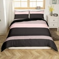 thumbnail image 1 of Manfei Kids Teens Adults Black Pink Stripes 3pcs Duvet Cover King,Mid Century Geometric Lines Ultra Soft Bedding King Size,Minimalist Abstract Art Microfiber Comforter Cover King(No Comforter), 1 of 6