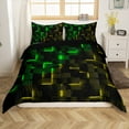 thumbnail image 1 of Manfei Kids Teens Adults Geometric Plaid Grid 2-Piece Comforter Cover Toddler Size,Gradient Green Yellow Bedding Sets Toddler Size,Minimalist Futuristic Cubes Ultra Soft Bed Set(No Comforter), 1 of 6