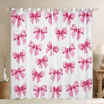 Manfei Kids Teens Girls Cartoon Pink Ribbon Bow Black Out Curtains,Cute Bow Knot Curtains Pack of 2 (42x63 Each),Dreamy Princess Bowtie Bedroom Curtains,Luxury Bedroom Decor